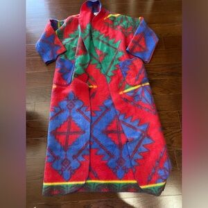 Cypress COUNTRY SOUTHWESTERN INDIAN BLANKET 100% WOOL TRIBAL WRAP Jacket VTG